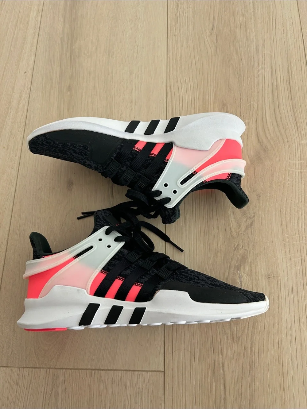 adidas Black Knit Sneakers with Neon Pink Accents size 11 new
